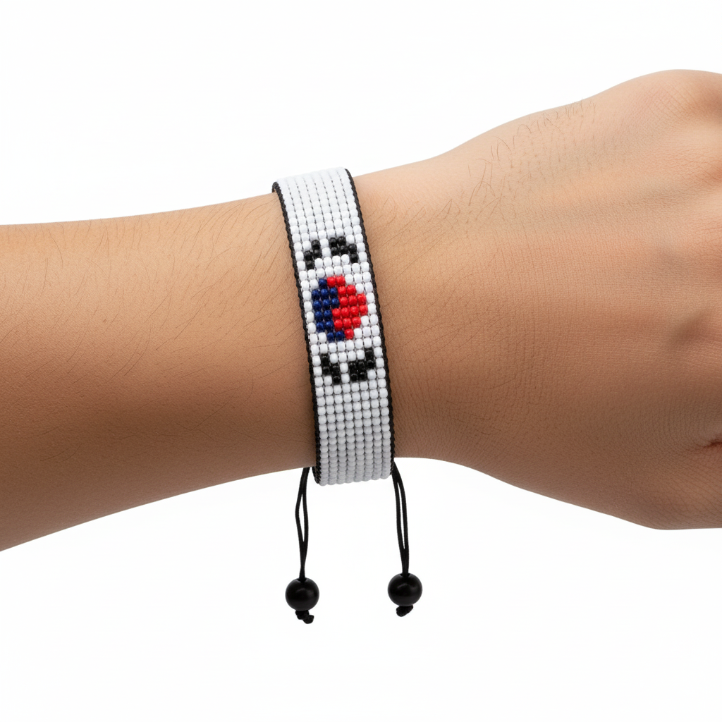 South Korea Flag Bracelet: Adjustable, Boho Style Rope Bracelet for Women & Men