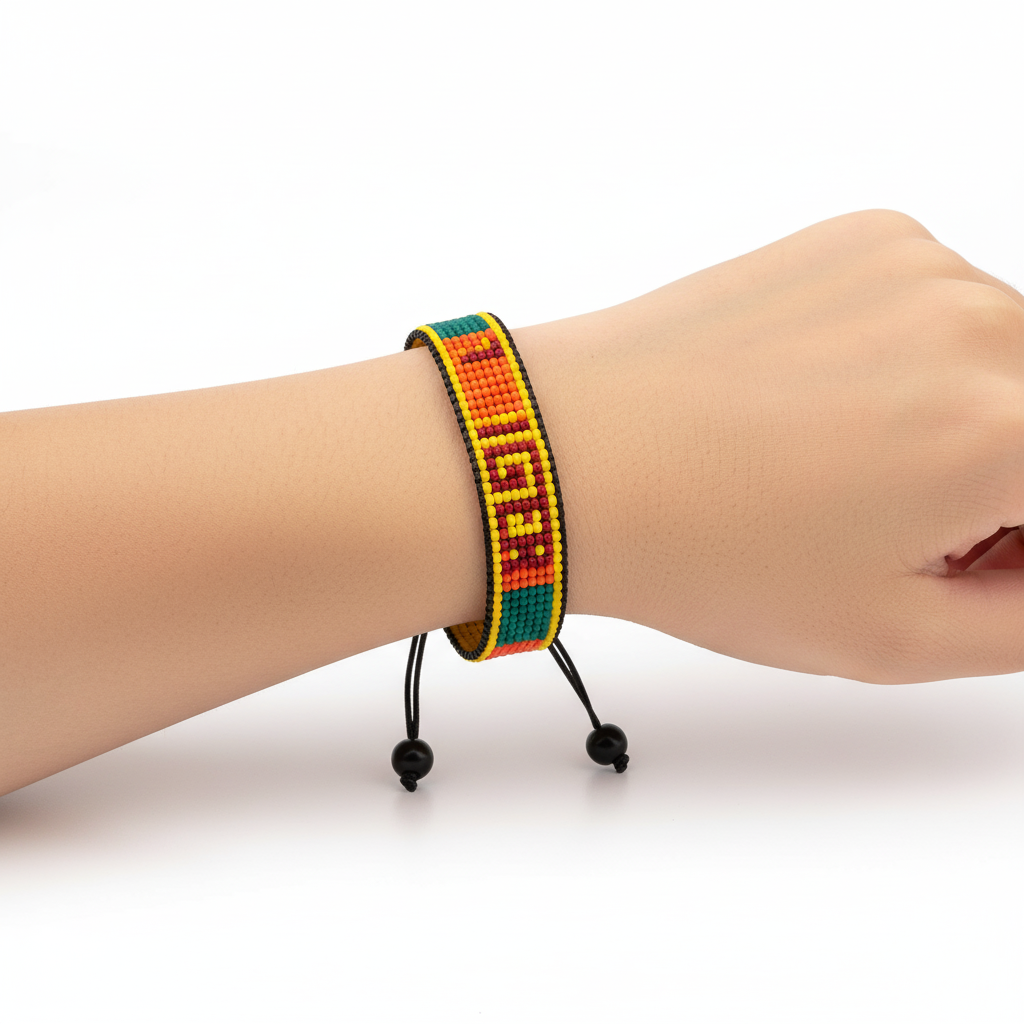 Sri Lanka Flag Bracelet: Adjustable, Boho Style Rope Bracelet for Women & Men