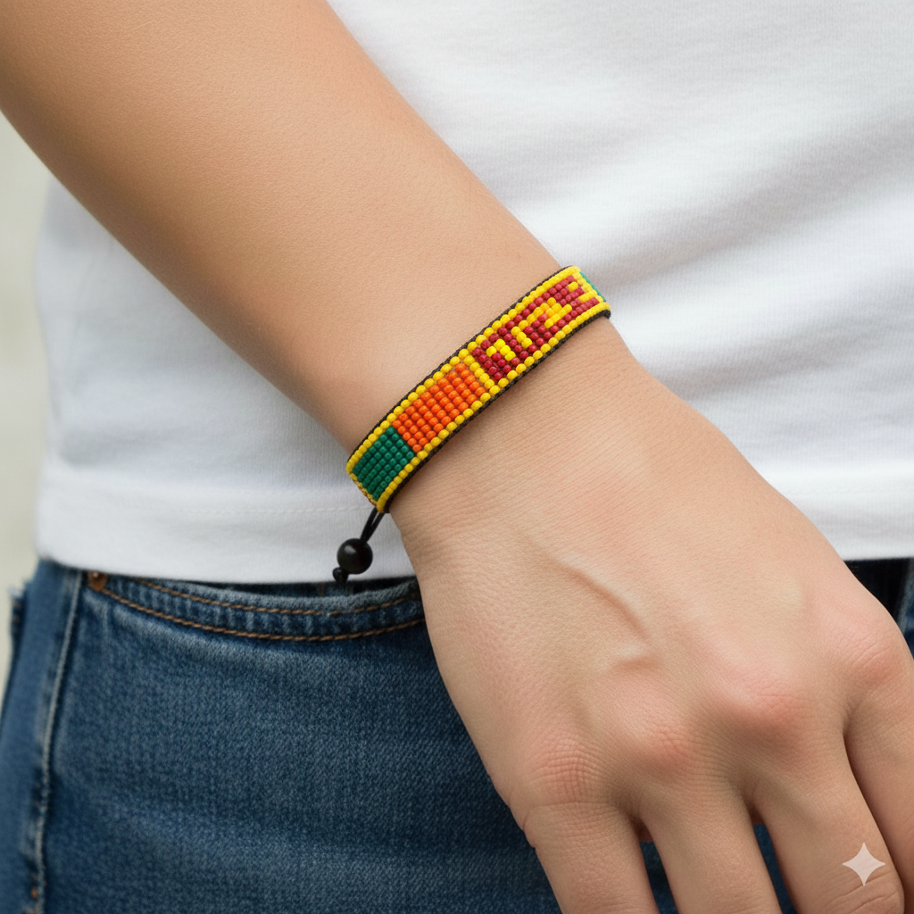 Sri Lanka Flag Bracelet: Adjustable, Boho Style Rope Bracelet for Women & Men