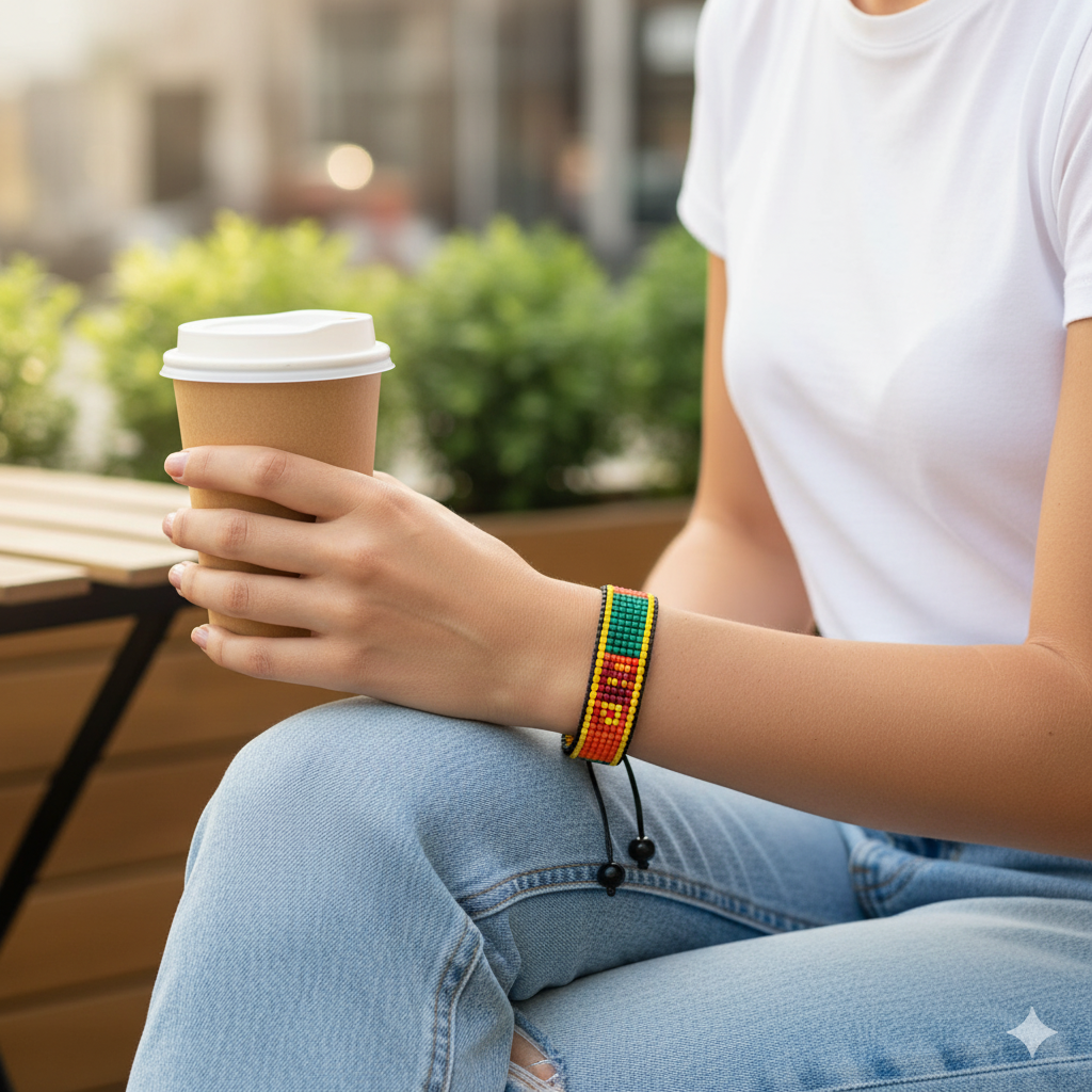 Sri Lanka Flag Bracelet: Adjustable, Boho Style Rope Bracelet for Women & Men