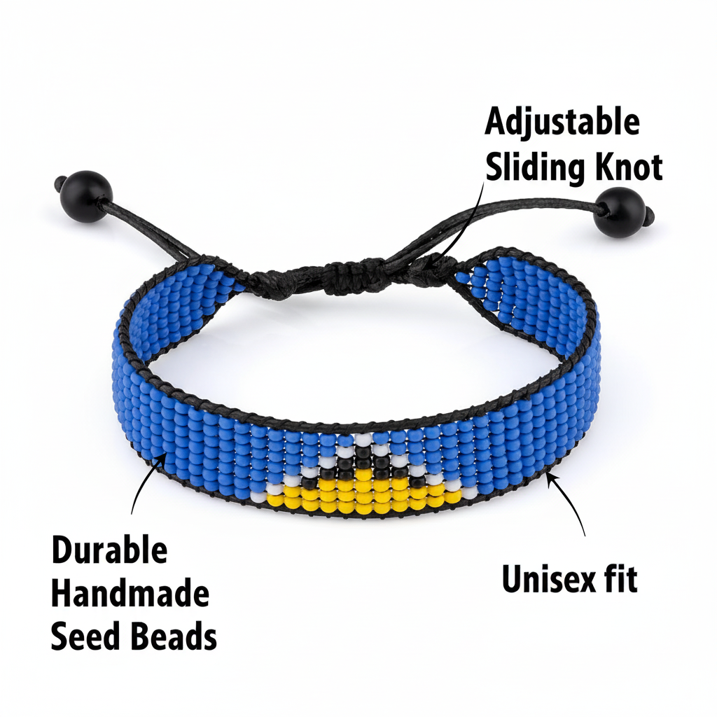 St. Lucia Flag Bracelet: Adjustable, Boho Style Rope Bracelet for Women & Men