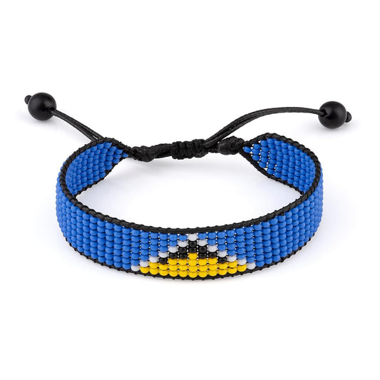 St. Lucia Flag Beaded Bracelet, Adjustable, Boho Style Rope Bracelet for Women, Men