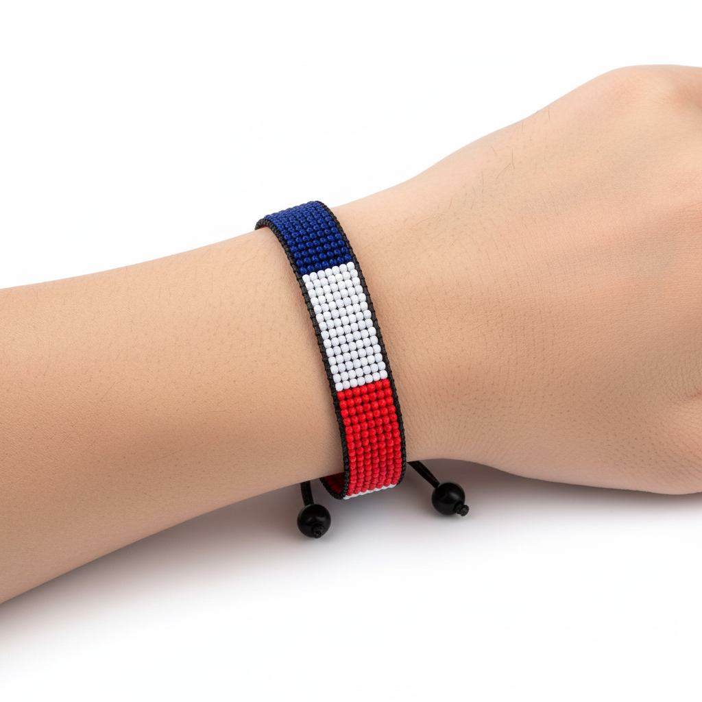 St. Martin Flag Bracelet: Adjustable, Boho Style Rope Bracelet for Women & Men