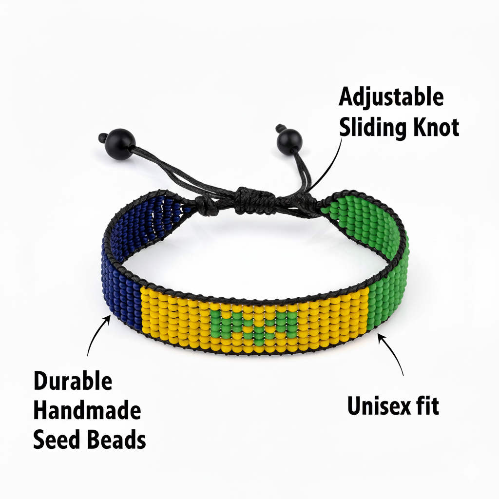 St. Vincent and the Grenadines Flag Bracelet: Adjustable, Unisex Boho Style Bracelet