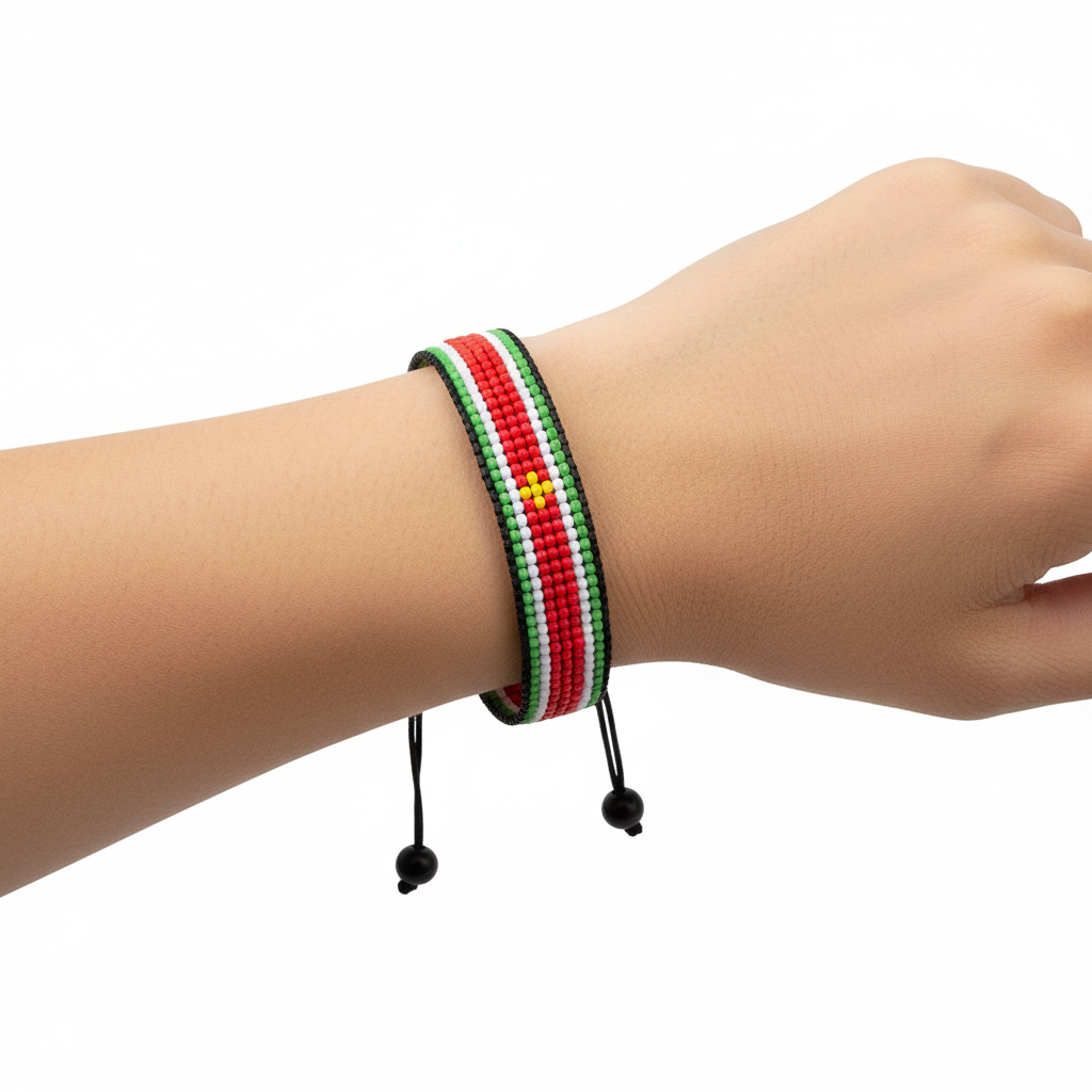 Suriname Flag Bracelet: Adjustable, Boho Style Rope Bracelet for Women & Men