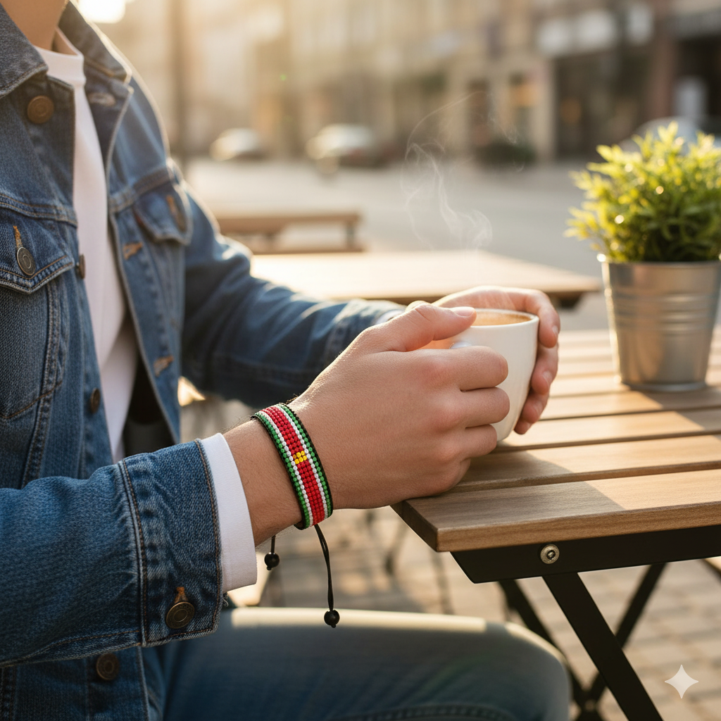Suriname Flag Bracelet: Adjustable, Boho Style Rope Bracelet for Women & Men