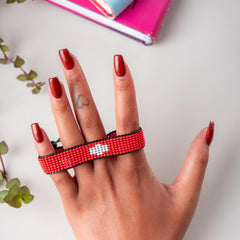 Switzerland Flag Bracelet: Handmade Bracelet, Adjustable Beaded Boho-Style Rope Bracelet with Patriotic Design