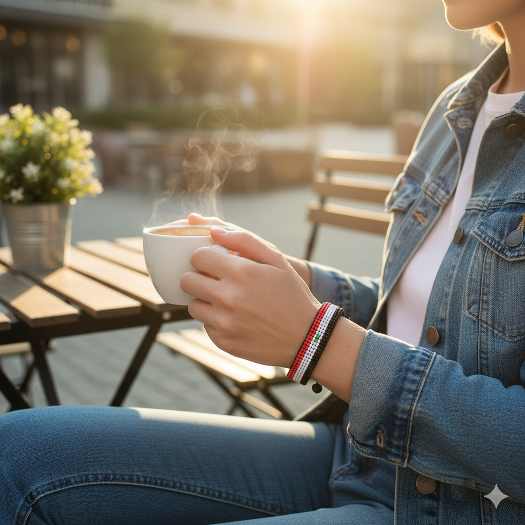 Syria Flag Bracelet: Arabian Elegance, Handcrafted Adjustable Unisex Boho Style Jewerly