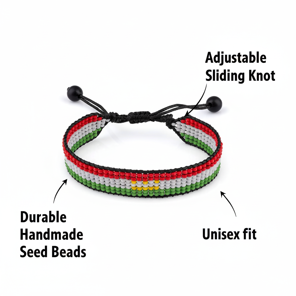 Tajikistan Flag Bracelet: Adjustable, Boho Style Rope Bracelet for Women & Men