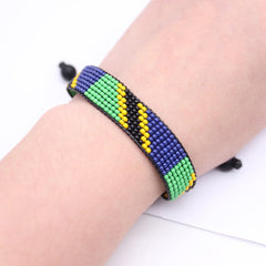 Tanzania Flag Bracelet: Handmade Bracelet, Adjustable Beaded Boho-Style Rope Bangle with Patriotic Design