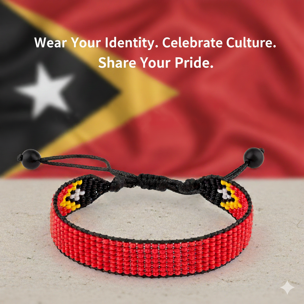 Timor-Leste Flag Bracelet: Adjustable, Boho Style Rope Bracelet for Women & Men