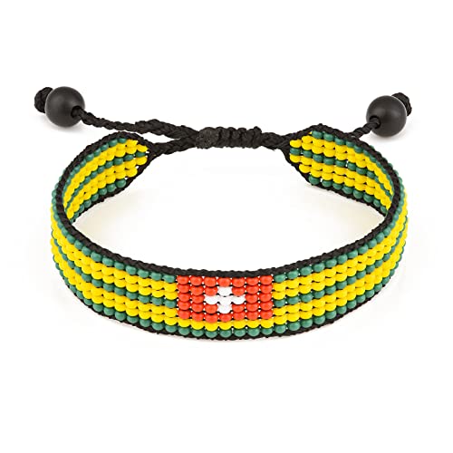 Togo Flag Bracelet: Handmade Bracelet,Adjustable Beaded Boho-Style Rope Bangle with Patriotic Design