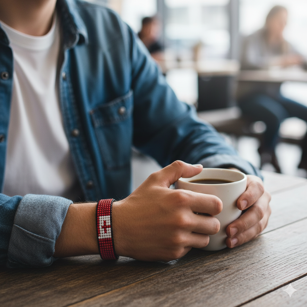 Tonga Flag Bracelet: Adjustable, Handmade, Unisex Boho Style Beaded Bracelet