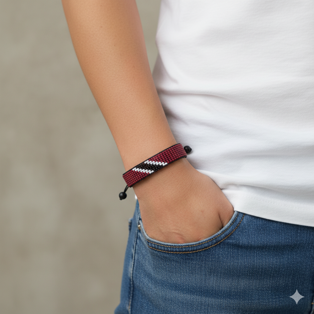 Trinidad and Tobago Flag Bracelet: Adjustable, Boho Style Rope Bracelet for Women & Men