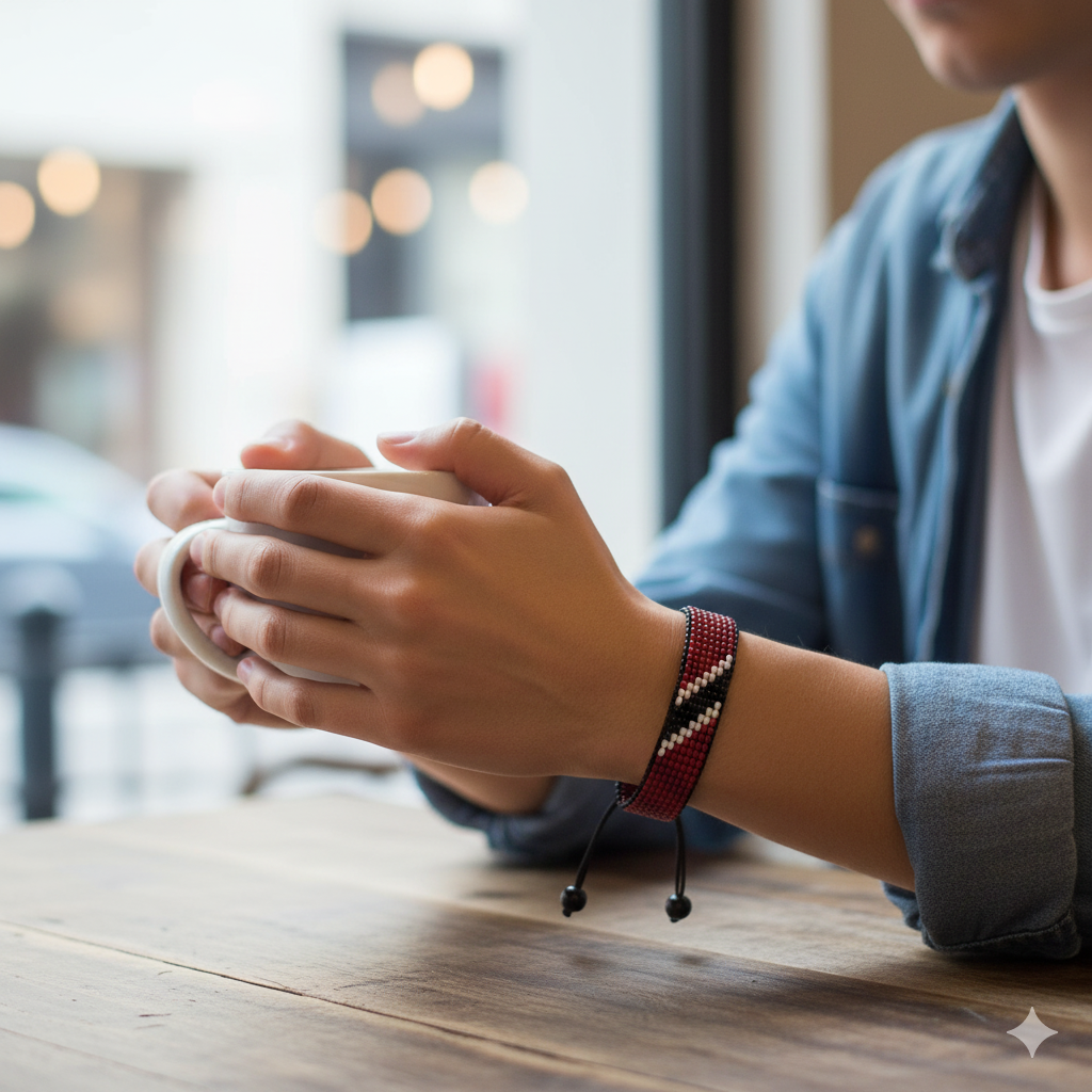 Trinidad and Tobago Flag Bracelet: Adjustable, Boho Style Rope Bracelet for Women & Men