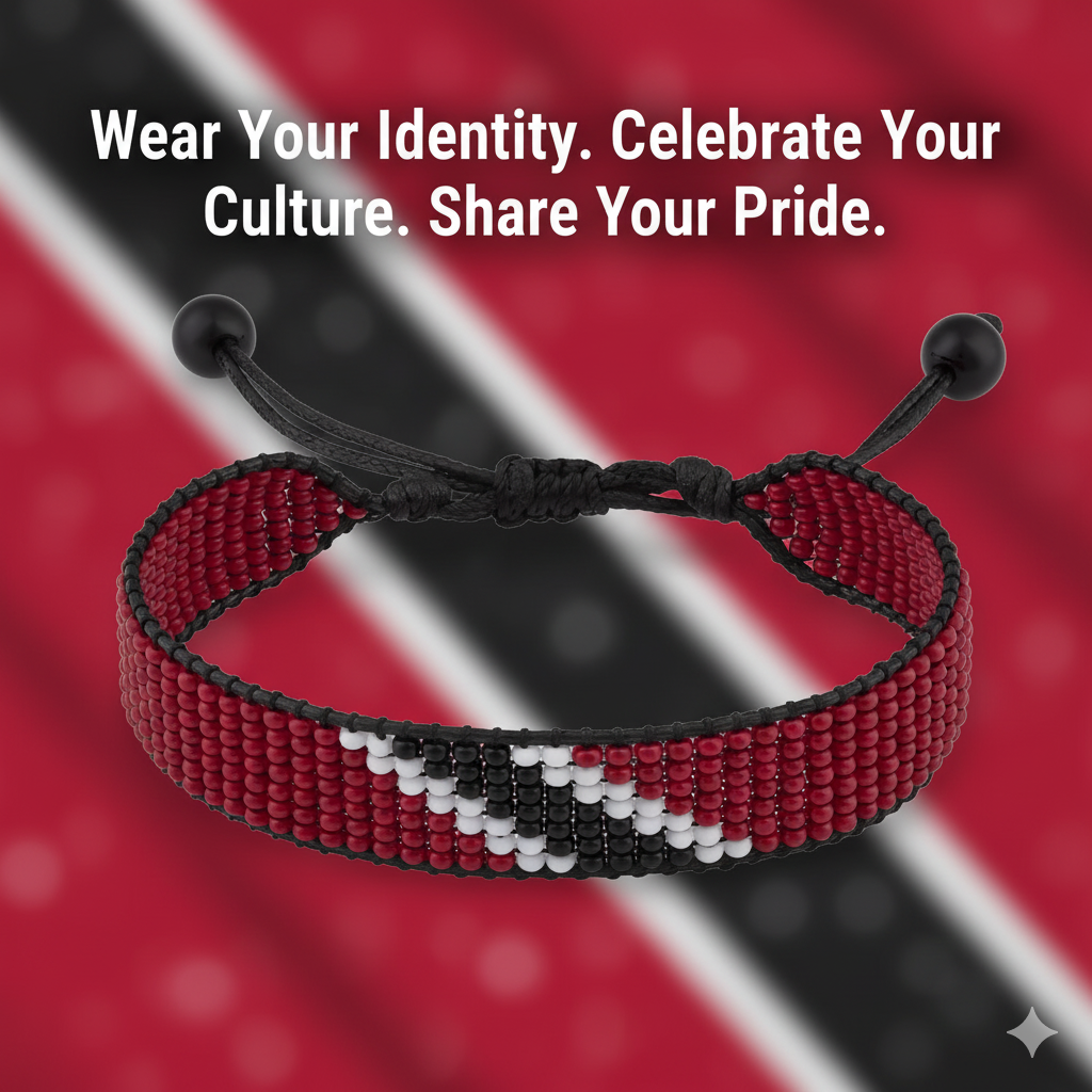 Trinidad and Tobago Flag Bracelet: Adjustable, Boho Style Rope Bracelet for Women & Men
