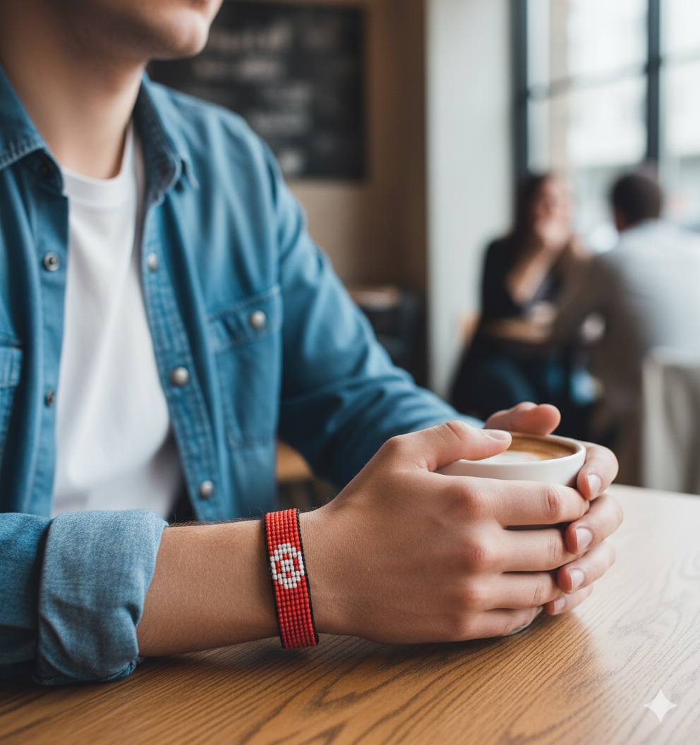 Tunisia Flag Bracelet: Handmade, Adjustable Unisex Boho-Style with Patriotic Design