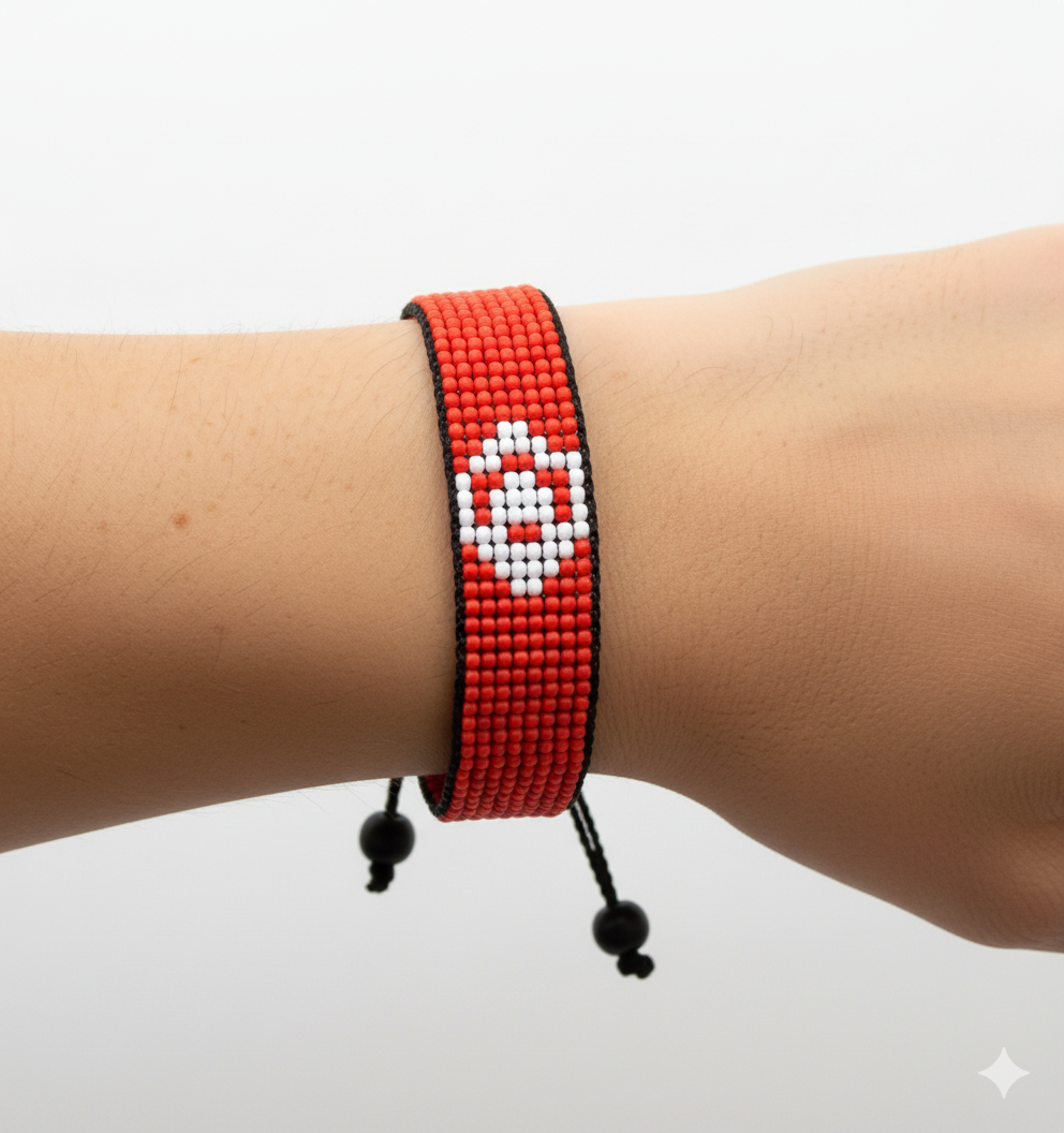 Tunisia Flag Bracelet: Handmade, Adjustable Unisex Boho-Style with Patriotic Design