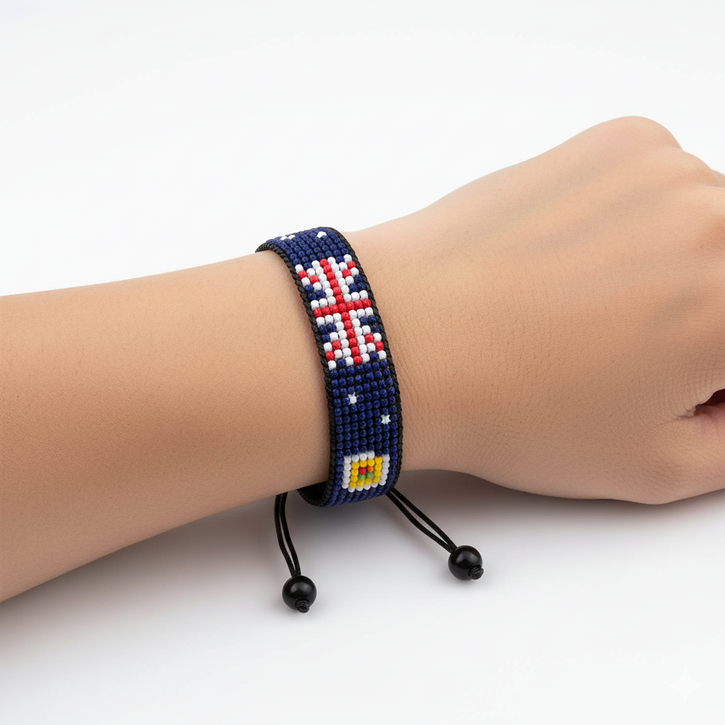Turks and Caicos Islands Flag Bracelet: Adjustable, Unisex Boho Style Bracelet