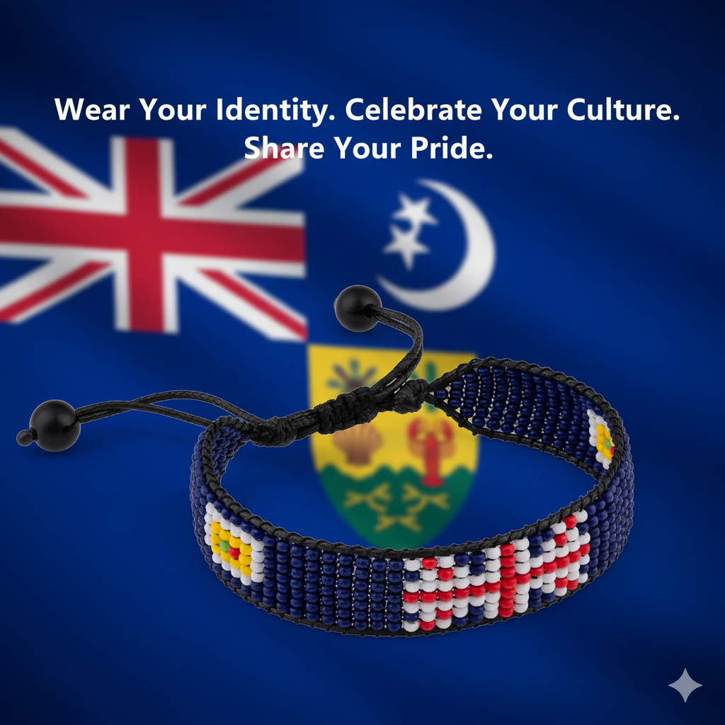 Turks and Caicos Islands Flag Bracelet: Adjustable, Unisex Boho Style Bracelet