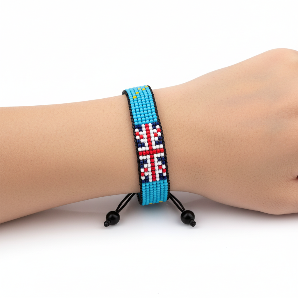 Tuvalu Flag Bracelet: Adjustable, Boho Style Rope Bracelet for Women & Men