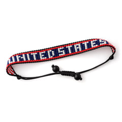 USA Beaded Bracelet – Handmade Adjustable Flag Bracelet with Team Name – World Cup 2026 Inspired Soccer Fan Jewelry – Durable & Unisex