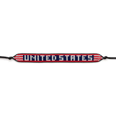 USA Beaded Bracelet – Handmade Adjustable Flag Bracelet with Team Name – World Cup 2026 Inspired Soccer Fan Jewelry – Durable & Unisex
