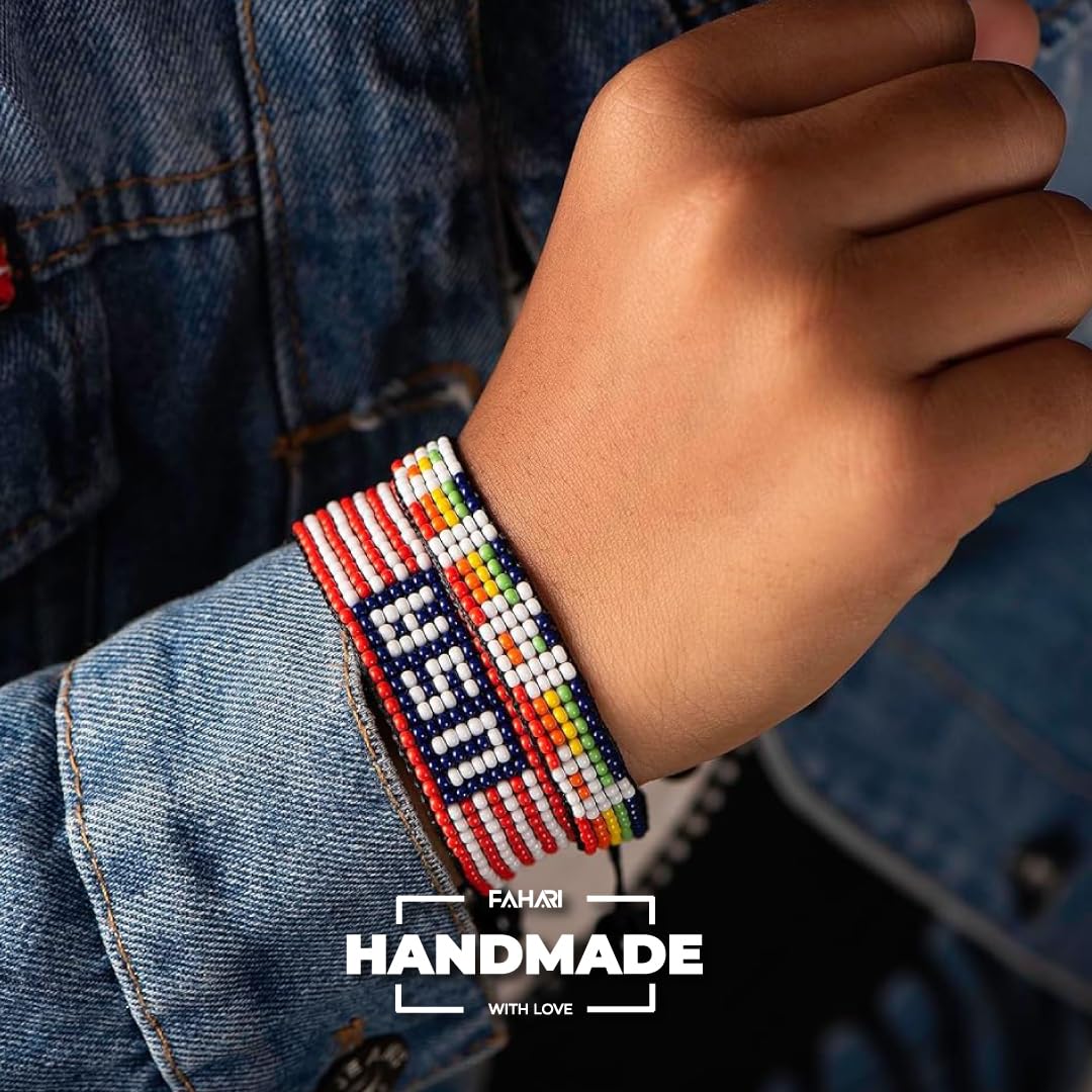 Handmade USA Flag Bracelet - Men's Women's Adjustable Bracelet - A Patriotic Statement (USA)