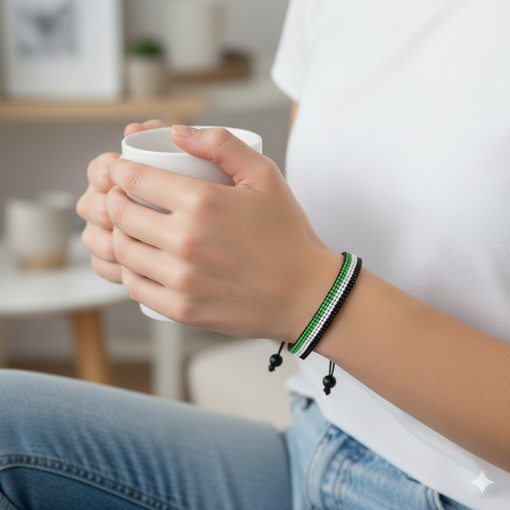 United Arab Emirates Flag Bracelet: Arabian Elegance, Handcrafted, Adjustable Unisex Boho-style Design