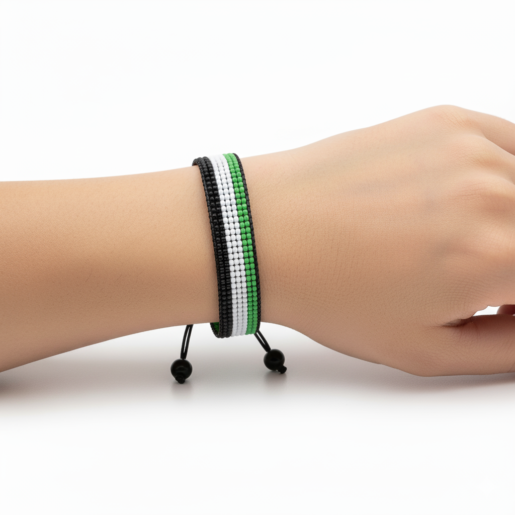 United Arab Emirates Flag Bracelet: Arabian Elegance, Handcrafted, Adjustable Unisex Boho-style Design