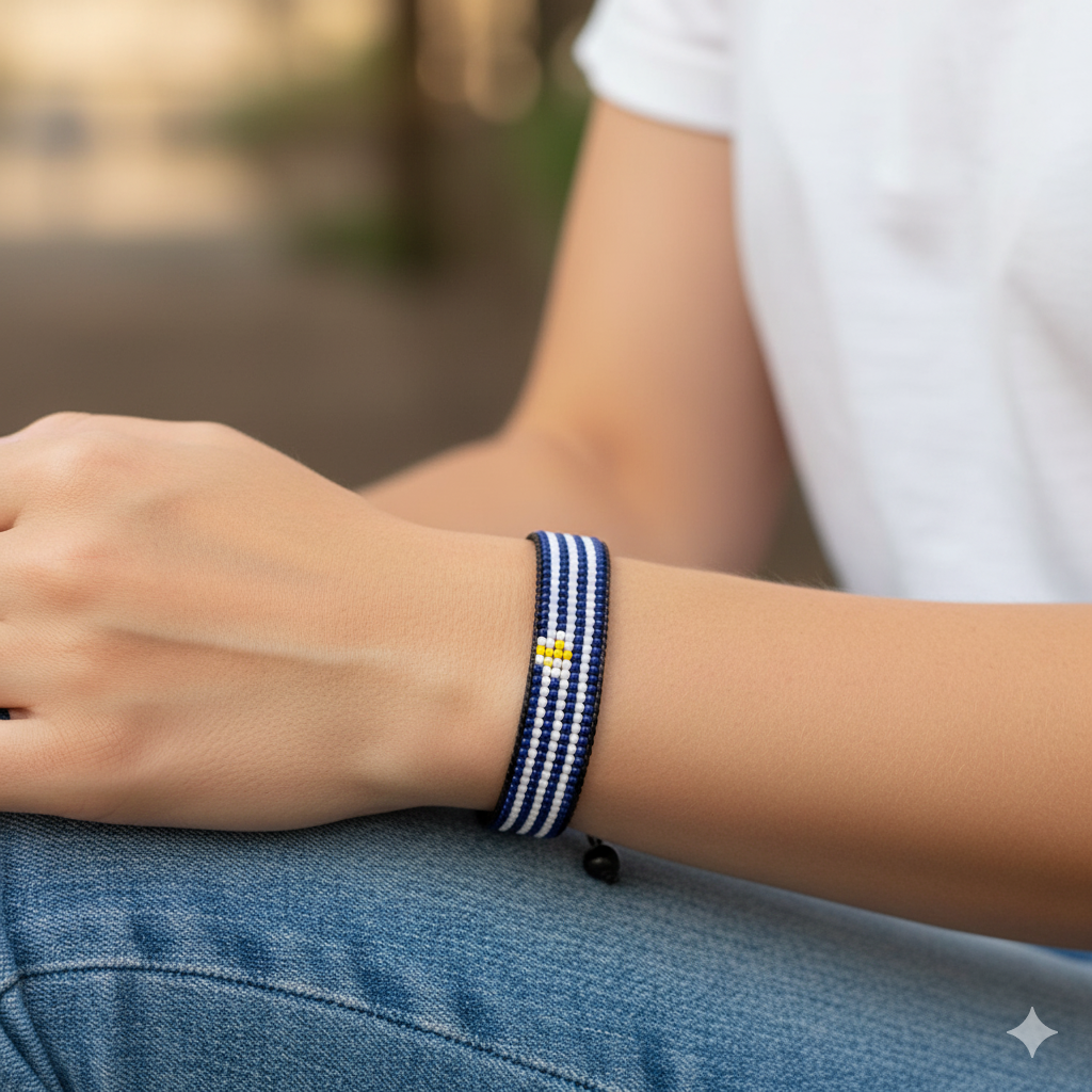 Uruguay Flag Bracelet: Handmade, Adjustable, Boho Style Gift for Women & Men