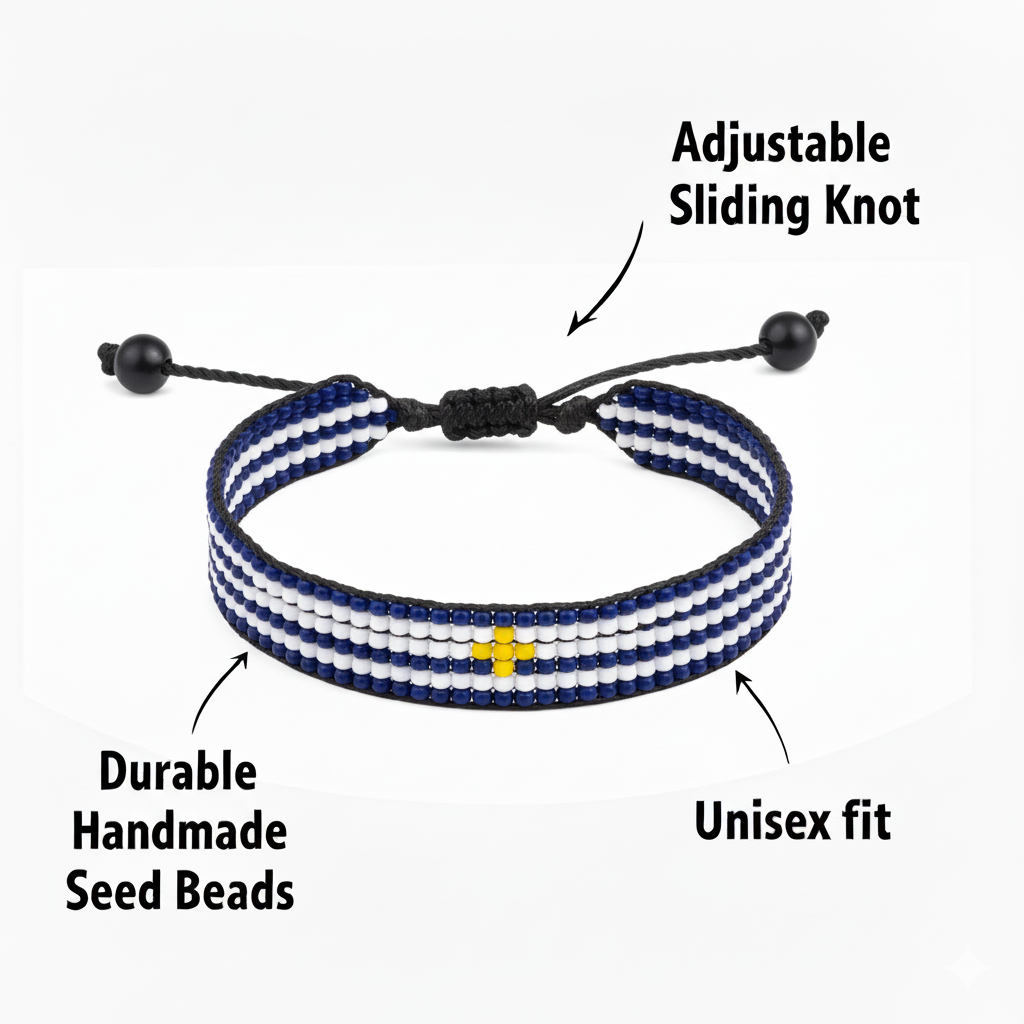Uruguay Flag Bracelet: Handmade, Adjustable, Boho Style Gift for Women & Men