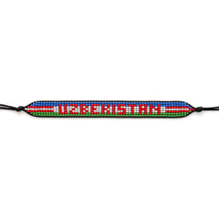 Uzbekistan Beaded Bracelet – Handmade Adjustable Flag Bracelet with Team Name – World Cup 2026 Inspired Soccer Fan Jewelry – Durable & Unisex