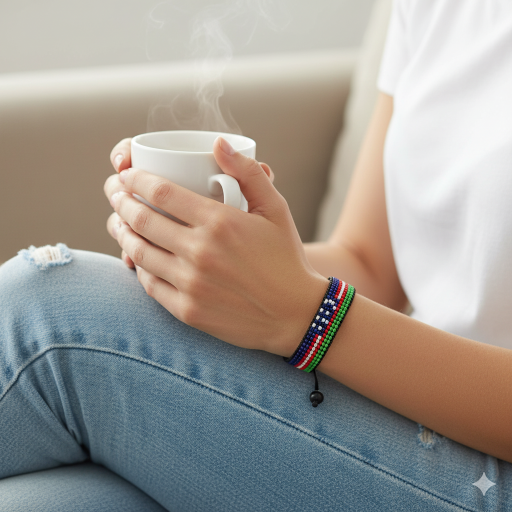 Uzbekistan Flag Bracelet: Adjustable, Boho Style Rope Bracelet for Women & Men
