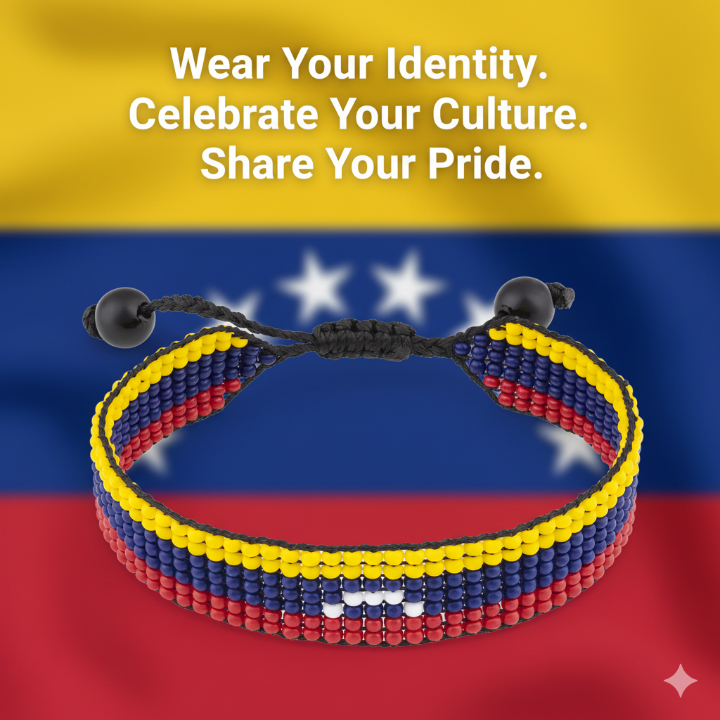 Venezuela Flag Bracelet: Handmade, Adjustable Boho-Style Rope Bangle with Patriotic Design