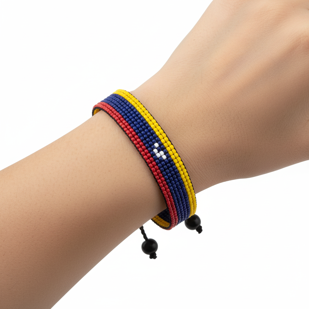 Venezuela Flag Bracelet: Handmade, Adjustable Boho-Style Rope Bangle with Patriotic Design
