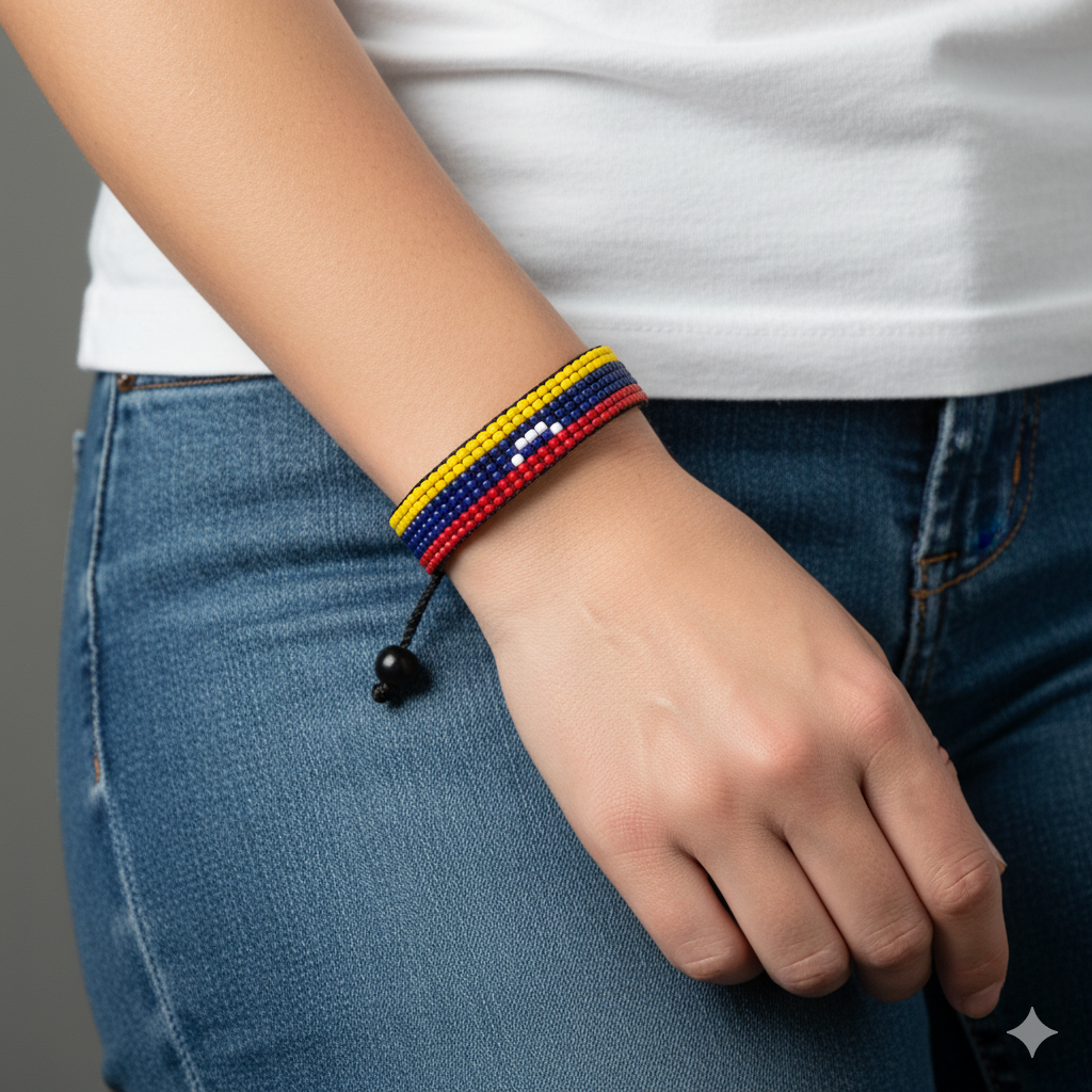 Venezuela Flag Bracelet: Handmade, Adjustable Boho-Style Rope Bangle with Patriotic Design
