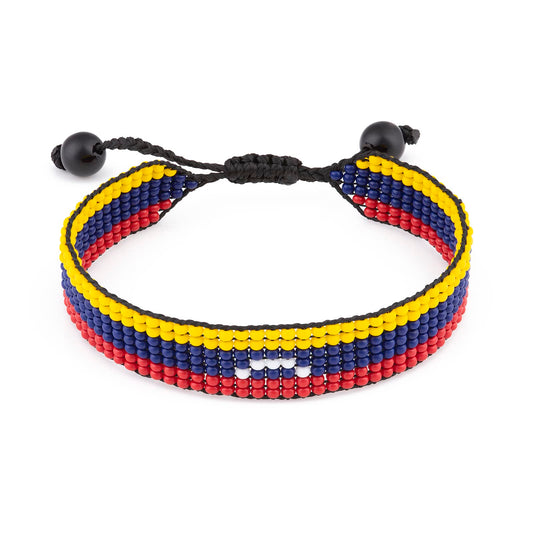 Venezuela Flag Bracelet: Handmade Bracelet, Adjustable Beaded Boho-Style Rope Bangle with Patriotic Design
