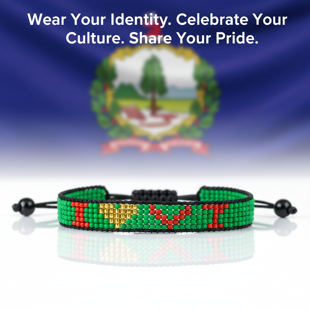 I Love Vermont Beaded Bracelet – Handcrafted & Adjustable