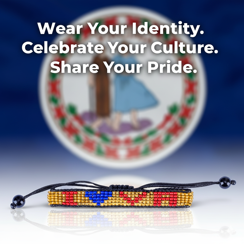 I Love Virginia Beaded Bracelet – Handcrafted & Adjustable