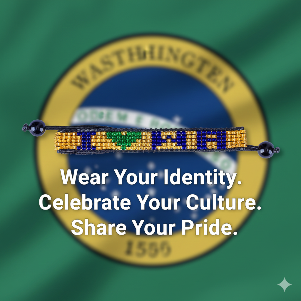 I Love Washington Beaded Bracelet – Handcrafted & Adjustable