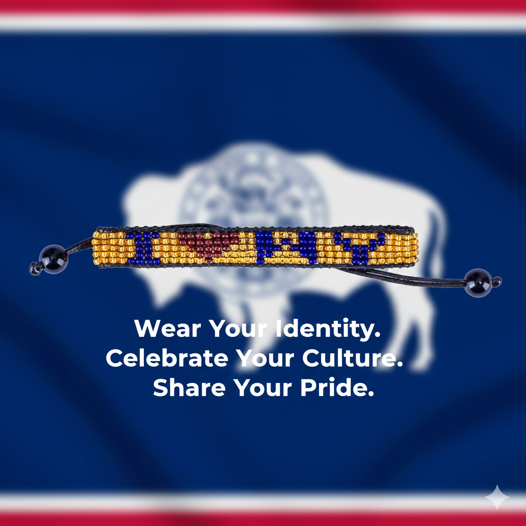 I Love Wyoming Beaded Bracelet – Handcrafted & Adjustable