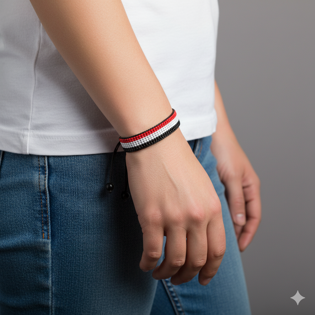 Yemen Arabian Elegance: Handcrafted Adjustable Flag Bracelet