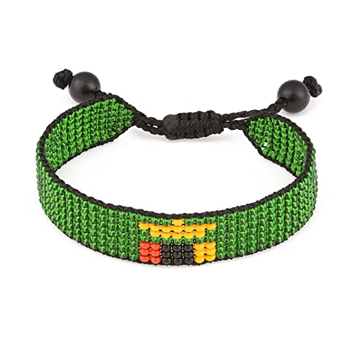 Zambia Flag Bracelet: Handmade, Adjustable Beaded Boho-Style Rope Bangle with Patriotic Design