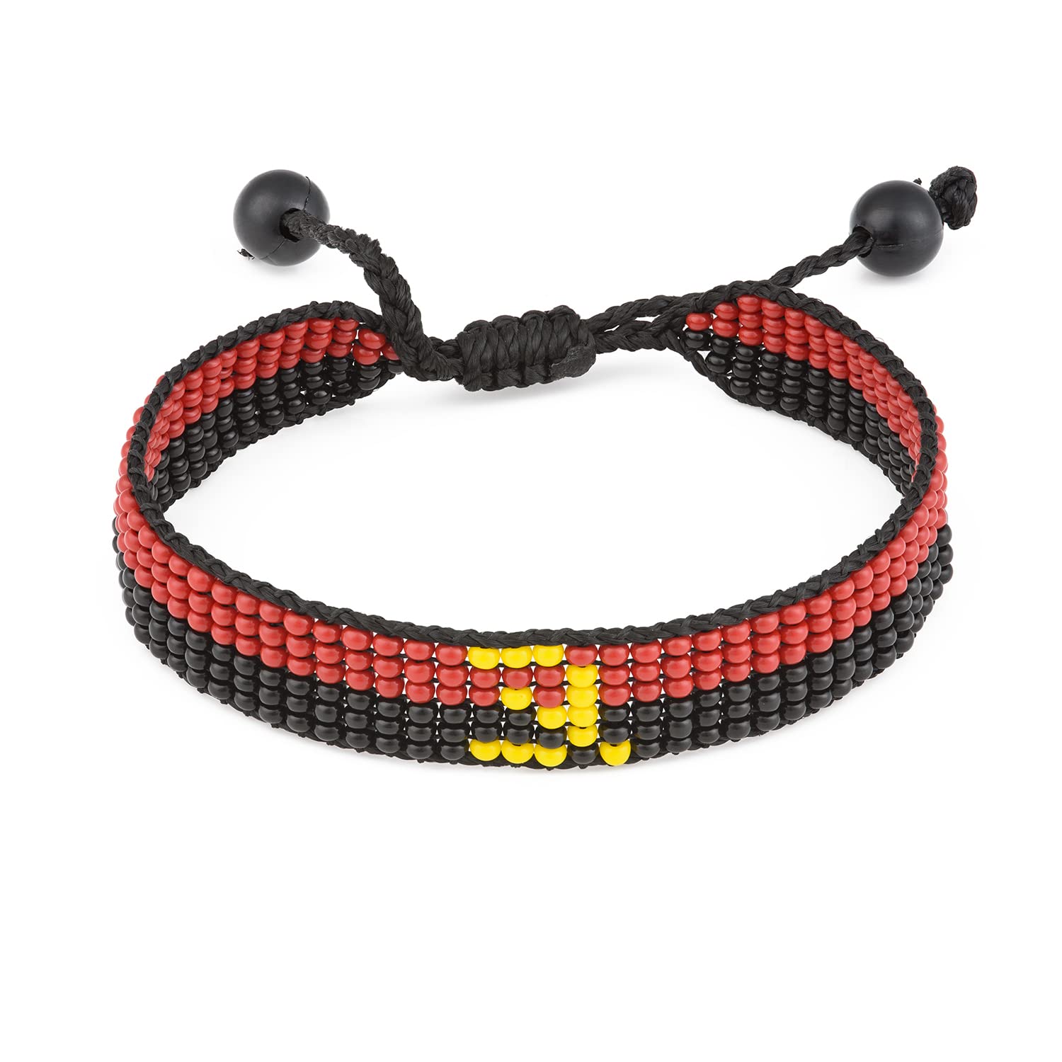 Angola Flag Bracelet: Handmade Adjustable Beaded Wristband