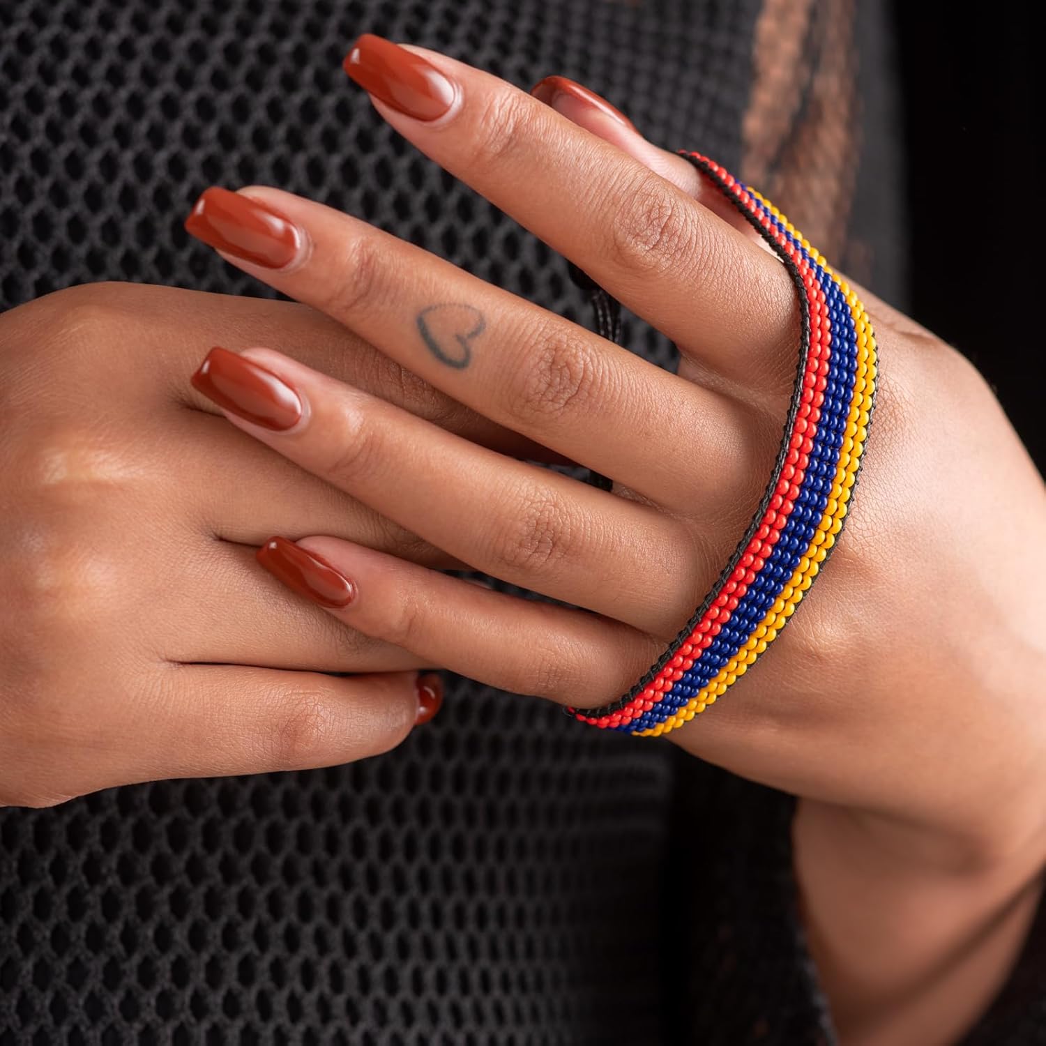 Armenia Flag Bracelet: Handmade, Adjustable String Beaded Wristband