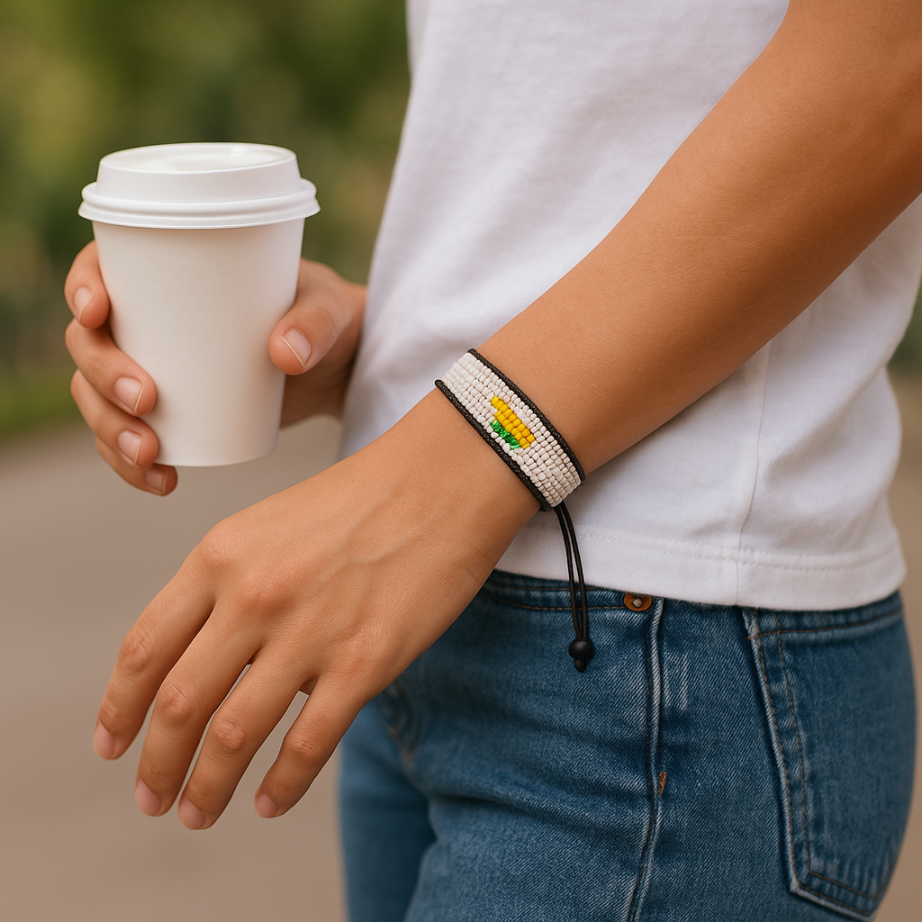 Cyprus Flag Bracelet: Handmade Adjustable Beaded Wristband