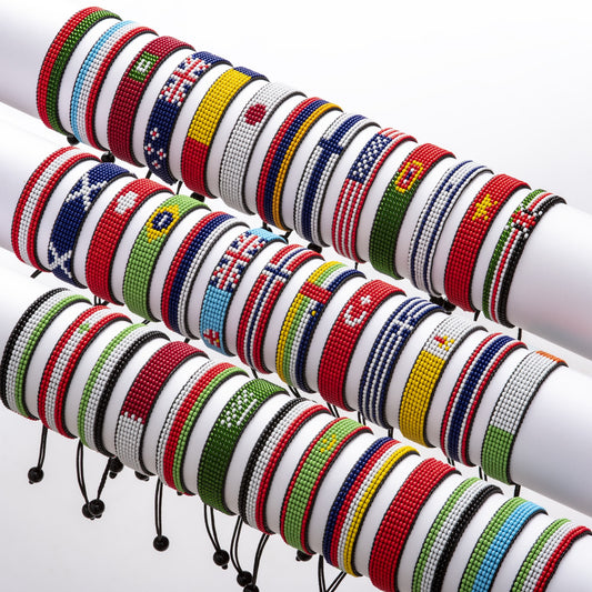 Azerbaijan Flag Bracelet, Adjustable, Boho Style, Rope, String Thread, for Women, Men