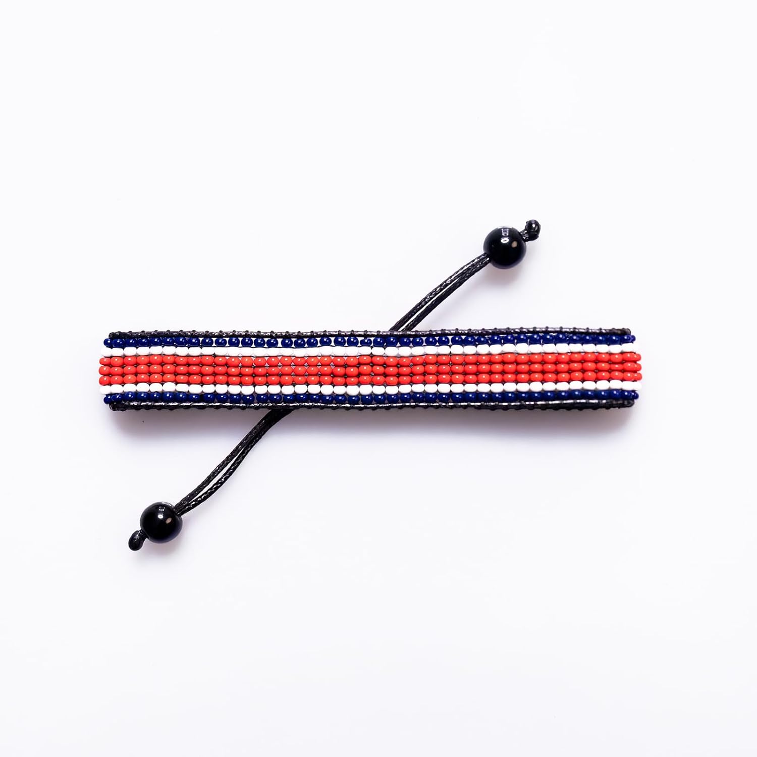 Costa Rica Flag Bracelet: Handmade Bracelet with Adjustable Beaded Wristband