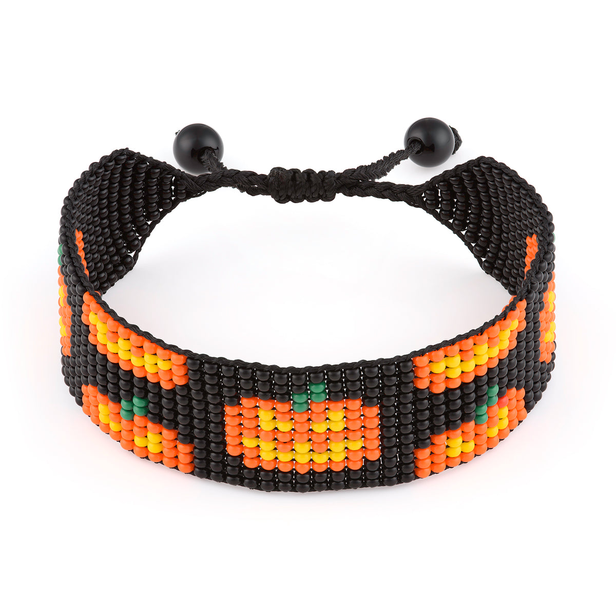 Handmade Beaded Pumpkin Bracelet – Adjustable Halloween & Fall Jewelry